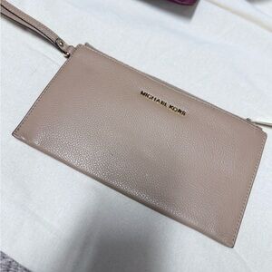 Michael Kors Beige Leather Wristlet
